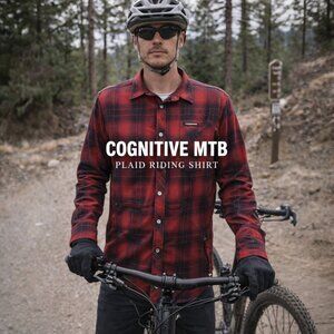 Cognitive MTB Plaid Riding Shirt Red Black Size XL Rear Zip Pocket | Technical